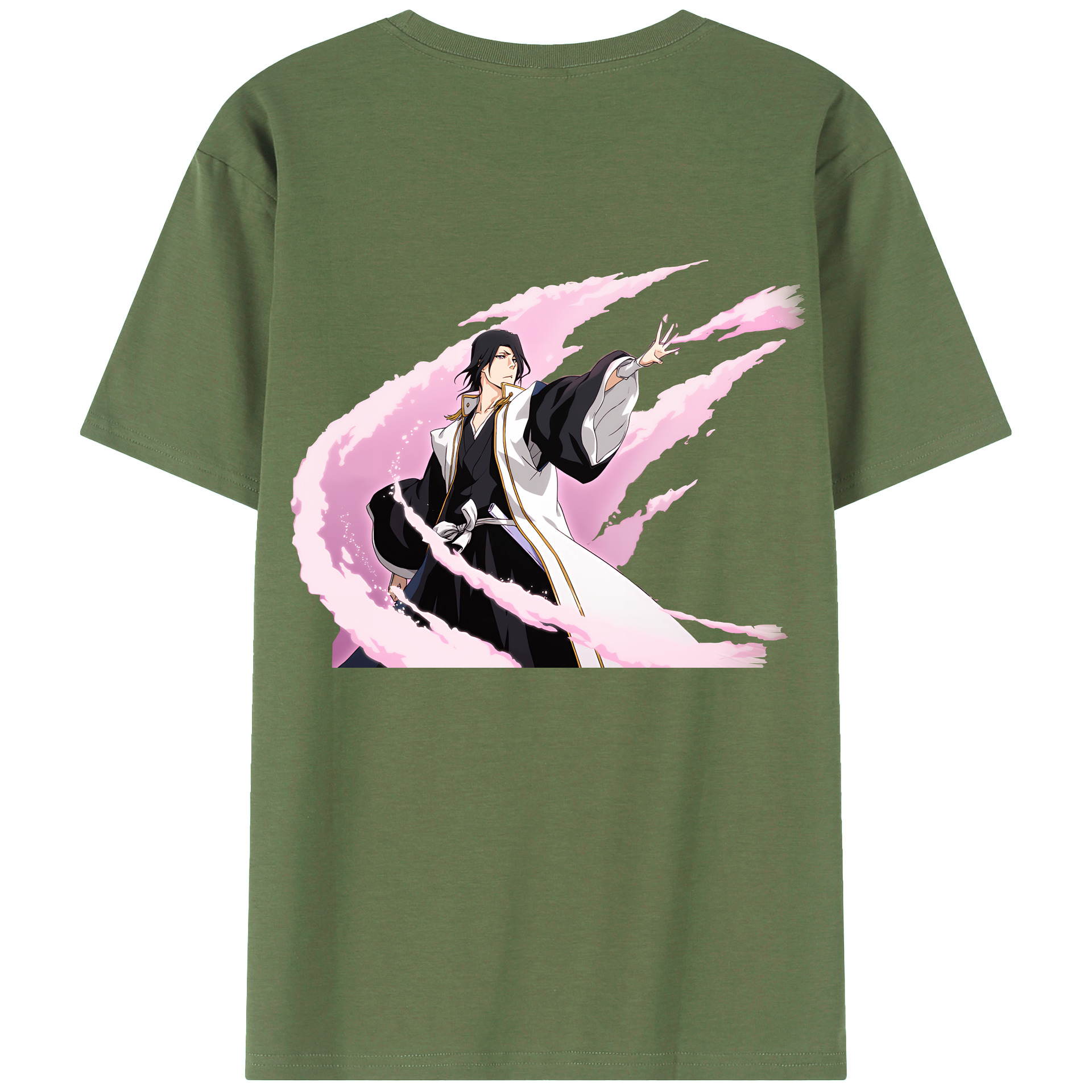 （画像用） ブリーチ くちき びゃくや BLEACH Kuchiki Byakuya 綿100％ メンズ半袖Tシャツ（バックプリント） 通気性